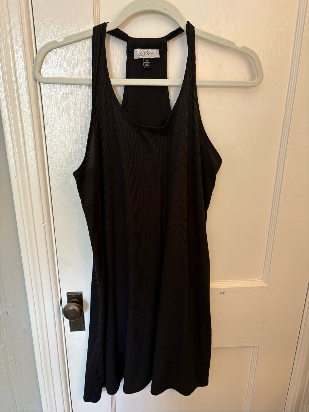 Black Ribbed Racerback Swim Coverup Dress